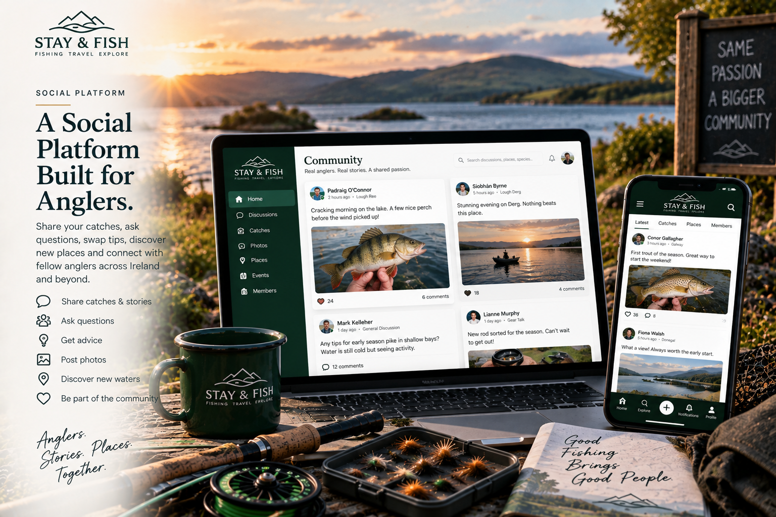 A SOCIAL PLATFORM BUILT FOR ANGLERS — feature preview
