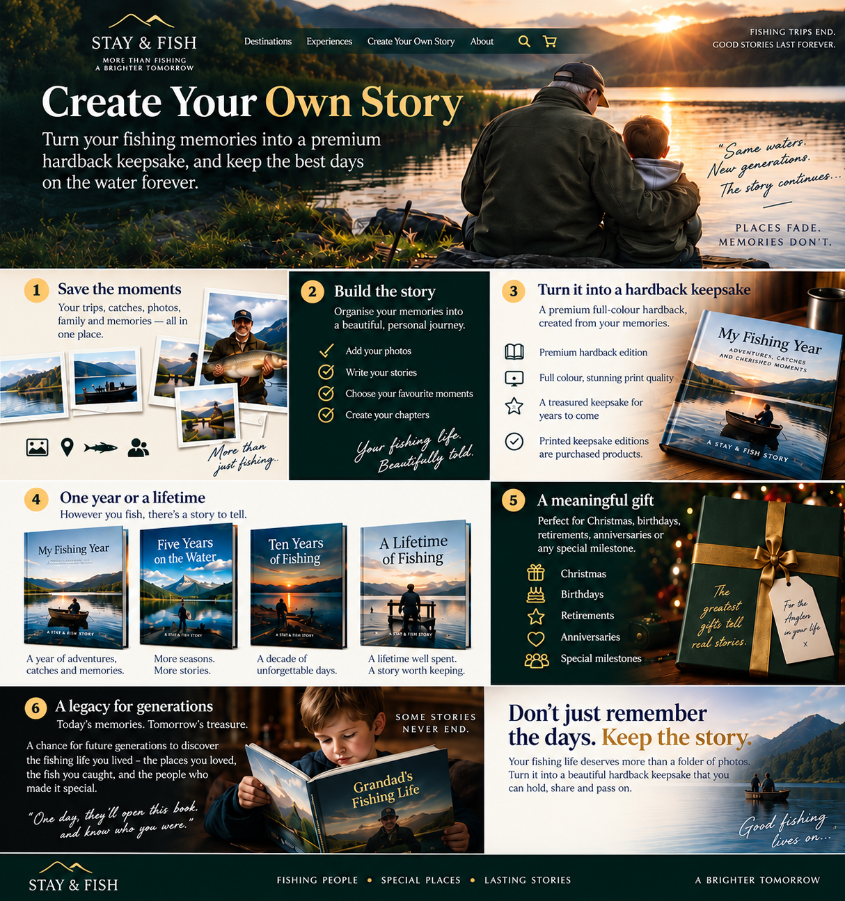 Create Your Own Story — a preview of recording fishing trips, photographs, catches and memories as a personal fishing story.